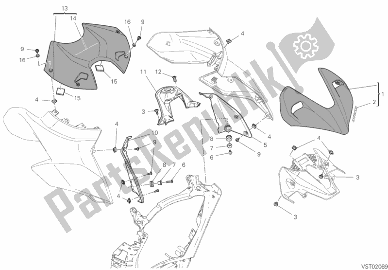 All parts for the Front Fairing of the Ducati Streetfighter V4 1103 2020